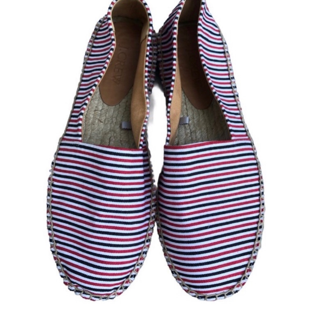 J. Crew Striped Espadrille Slip Ons. Size 7.5.